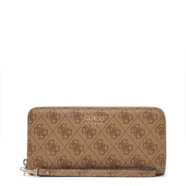 Guess Portafoglio Brenton Zip Around Latte Logo - 1