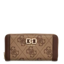 Guess Portafoglio Karnilla Zip Around Latte Logo Brown - 1