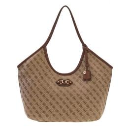 Guess Samantha tote bag Latte Logo Brown - HWJG2313230 LGW - 1