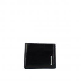 Men wallet with coin pouch Blue Square