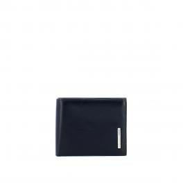 Men wallet with coin pouch Blue Square