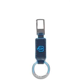 Piquadro Portachiavi moschettone Blue Square in pelle Blu - 1