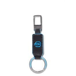 Piquadro Portachiavi moschettone Blue Square in pelle Nero - 1