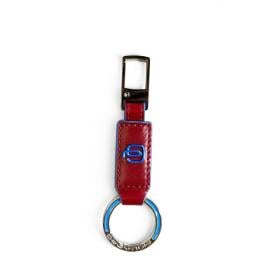 Piquadro Portachiavi moschettone Blue Square in pelle Rosso - 1