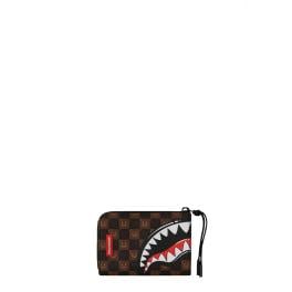 Sprayground Portafoglio Shark In Paris WTF Bubble Brown Check Limited Edition - 1