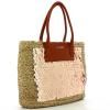 La Carrie Shopper in paglia con paillettes Beach Bag Gold Cuoio - 2